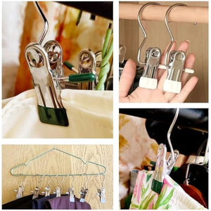 10pcs Stainless Steel Clothespins Laundry Clothes Pegs With Hook – alternate view