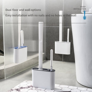 Wall-Mounted Silicone Toilet Brush Set – Blue