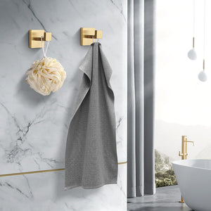 Brushed Gold Stainless Steel Towel & Robe Hooks – 2-Pack
