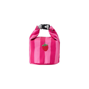 New Pink Striped Strawberry Cat Insulated Cute Lunch Handbag Large – alternate view