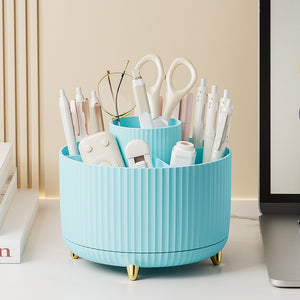 Home desktop rotatable dustproof large capacity pen holder storage – Purple