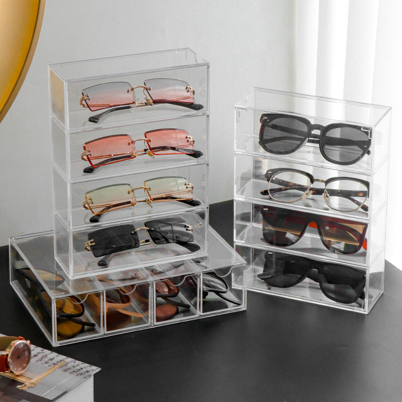 Acrylic Simple Clear Glasses Organizer Display Stand Sunglasses – Clear