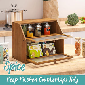 Large Bamboo Bread Box – Two-Tier Countertop Storage
