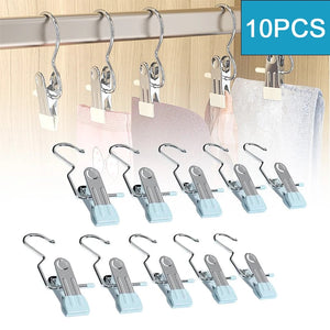 10pcs Stainless Steel Clothespins Laundry Clothes Pegs With Hook – Blue