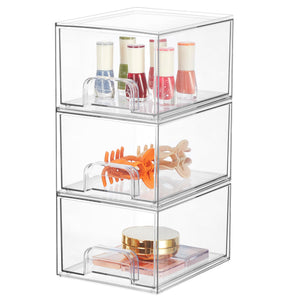 3-Piece Stackable Clear Drawer Organizer Set – alternate view