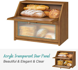 Large Bamboo Bread Box – Two-Tier Countertop Storage