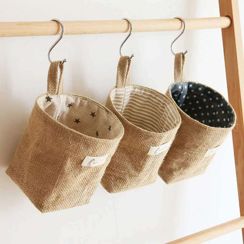 Cotton and Linen Storage Hanging Bag Wall Hanging Behind The Door – Grey Five Star