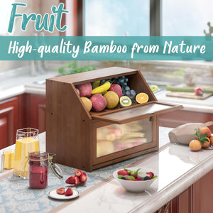 Large Bamboo Bread Box – Two-Tier Countertop Storage