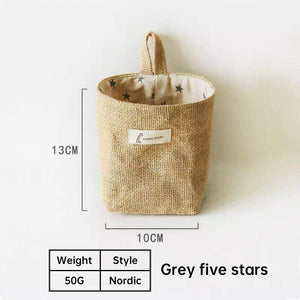 Cotton and Linen Storage Hanging Bag Wall Hanging Behind The Door – Blue Stripe