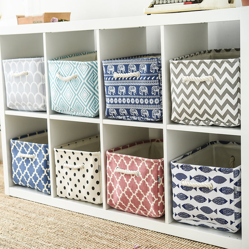 Foldable Canvas Cube Storage Bin with Handles