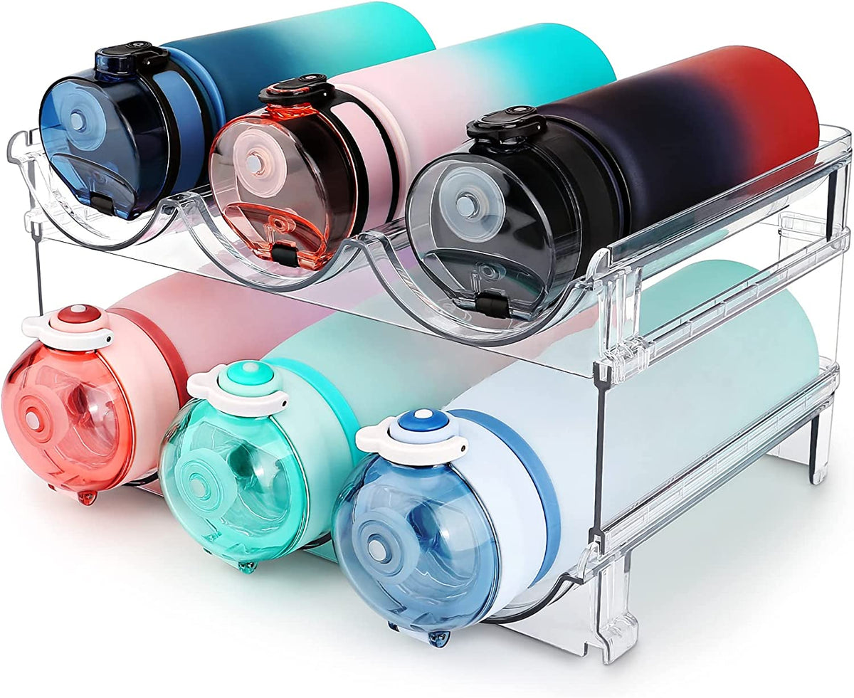 Maximize Your Space with Our Stackable Water Bottle Organizer – 2 Pack! Perfect for Cabinets!