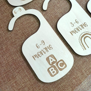 7 Pack Wooden Baby Hangers Nursery Closet Clothes Size Divider – alternate view
