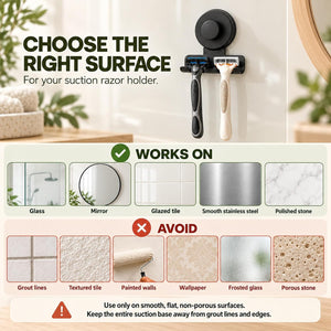 Matte Black Suction Razor Holder – No-Drill Shower Hook