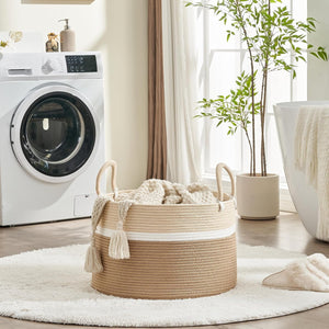 Extra-Large Cotton Rope Blanket Basket with Handles