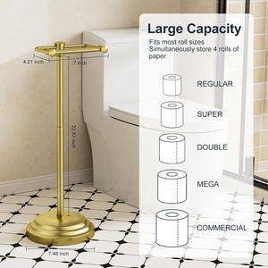 Adjustable Freestanding Toilet Paper Holder – Brushed Gold