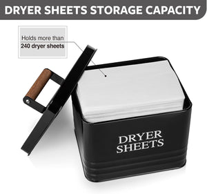Black Metal Dryer Sheet Holder with Wood Handle