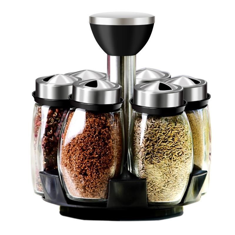 Rotating Glass Spice Jar Set – alternate view