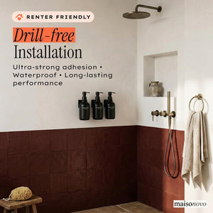 Black Wall-Mounted Shower Dispenser Set – 3 Refillable Bottles
