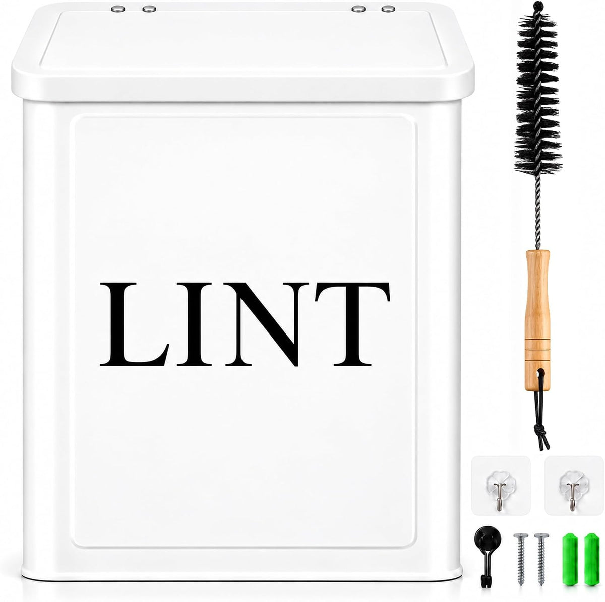 Magnetic Metal Lint Bin with Lid – Laundry Room Organizer