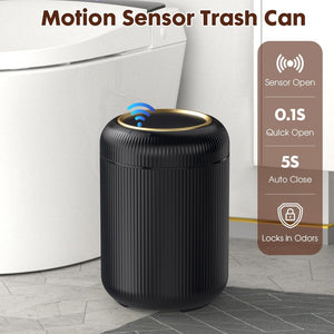 3-Gallon Touchless Motion Sensor Trash Can – Black & Gold