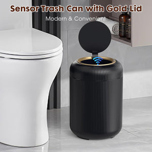 3-Gallon Touchless Motion Sensor Trash Can – Black & Gold