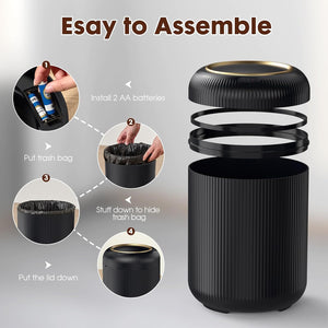 3-Gallon Touchless Motion Sensor Trash Can – Black & Gold