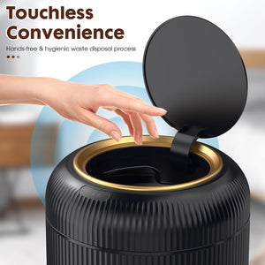 3-Gallon Touchless Motion Sensor Trash Can – Black & Gold