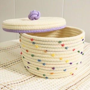 Creative desktop cosmetics storage woven basket – Milky