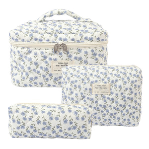 Floral Quilted Travel Cosmetic Bag – Yellow orange flower