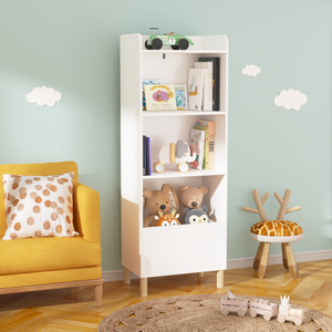 Kids 4-Tier Bookcase Children's Book Display Bookshelf Toy Storage – alternate view