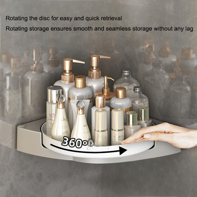 Rotating No-Drill Corner Shower Shelf – CW01799 multifunctional wall mounted rotating disc