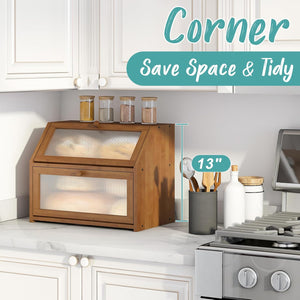 Large Bamboo Bread Box – Two-Tier Countertop Storage