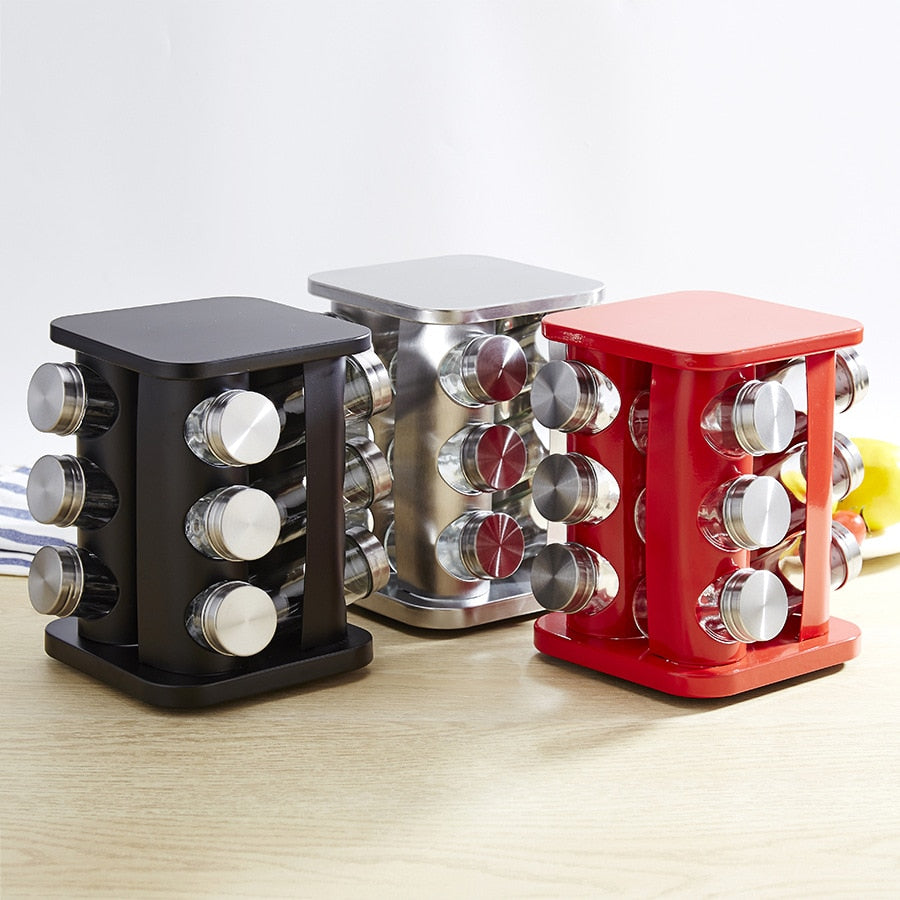 12-Piece Rotating Glass Spice Jar Set – alternate view