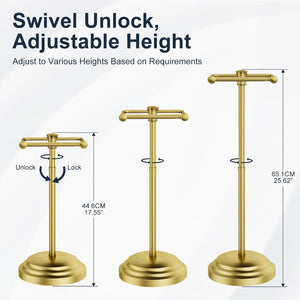 Adjustable Freestanding Toilet Paper Holder – Brushed Gold