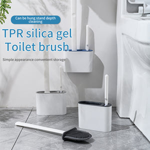 Wall-Mounted Silicone Toilet Brush Set – Grey