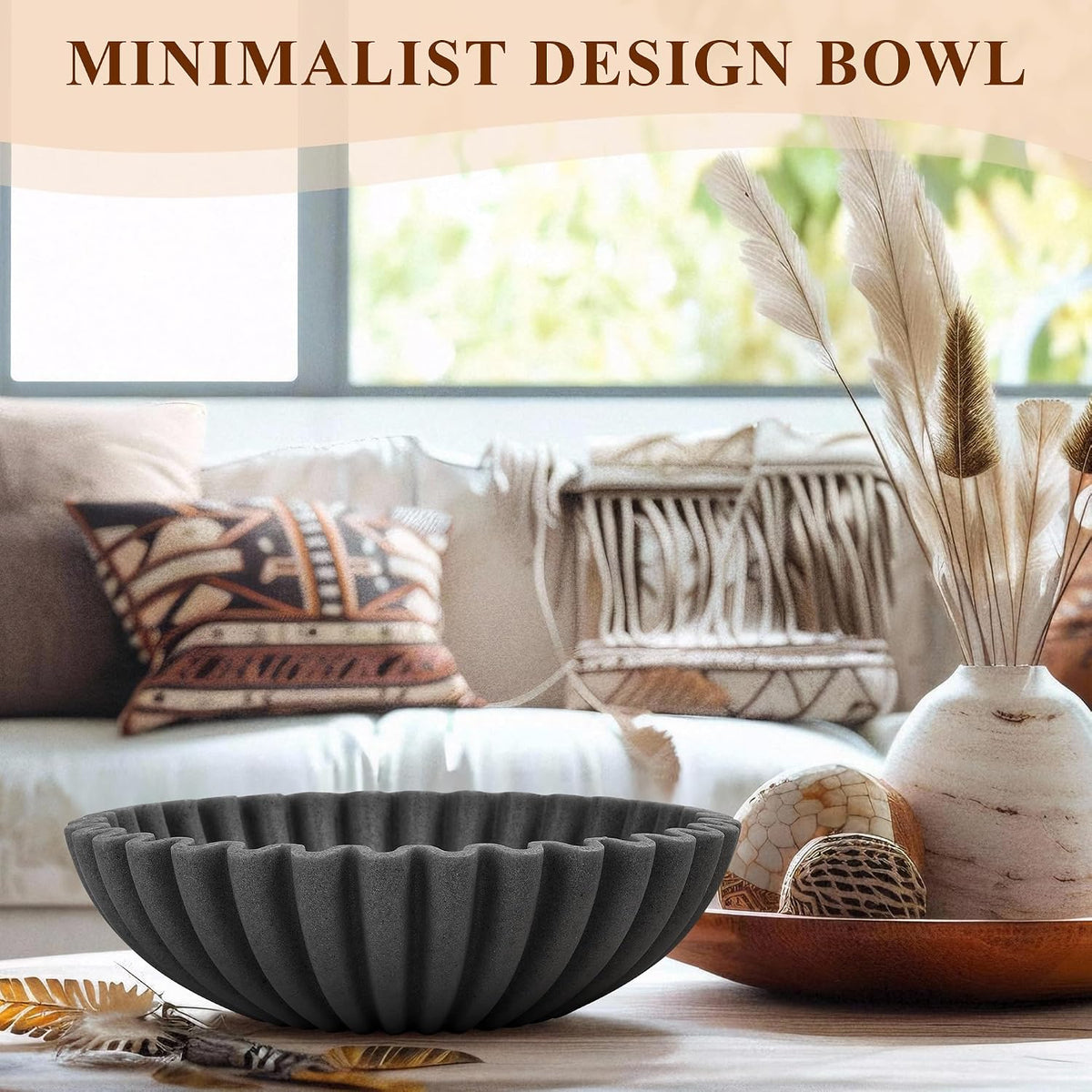 Black Ruffle Decorative Bowl – Artificial Stone