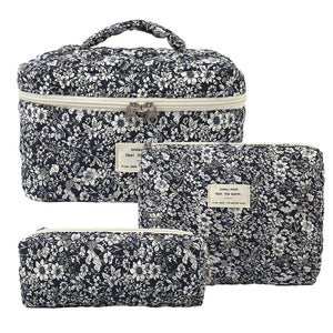 Floral Quilted Travel Cosmetic Bag – Yellow orange flower