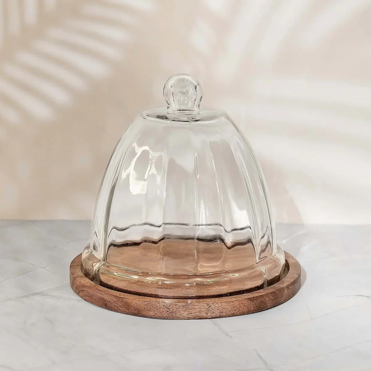 Natural Wood Cake Stand with Dome Lid