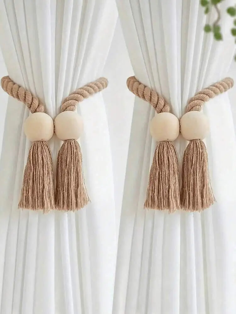 Boho Rope & Tassel Curtain Tiebacks