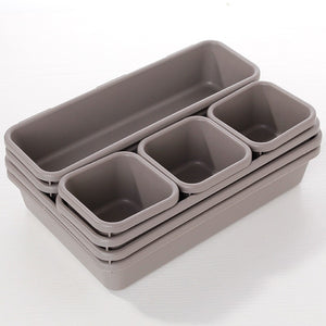 8-Piece Adjustable Drawer Organizer Tray Set – gray