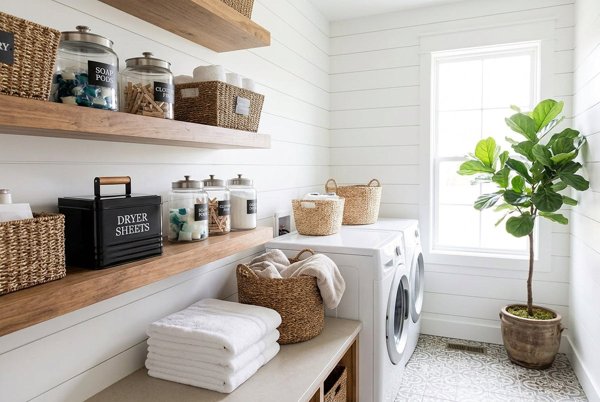 Black Metal Dryer Sheet Holder with Wood Handle
