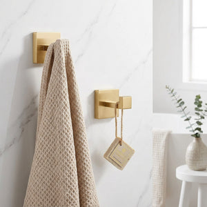Brushed Gold Stainless Steel Towel & Robe Hooks – 2-Pack