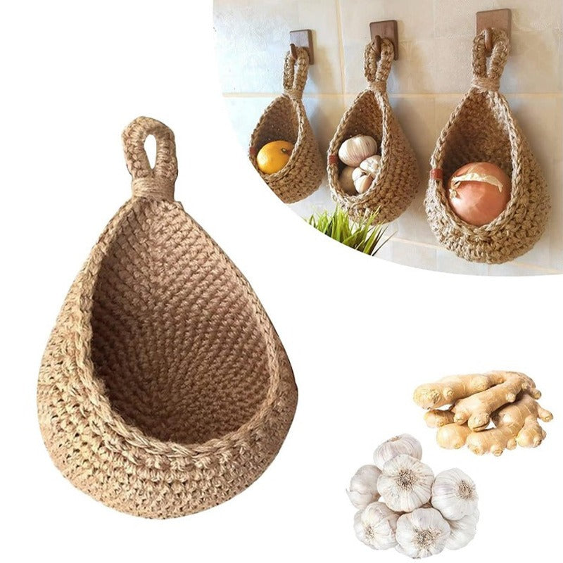Handwoven Hanging Fruit and Vegetable Basket – yellow