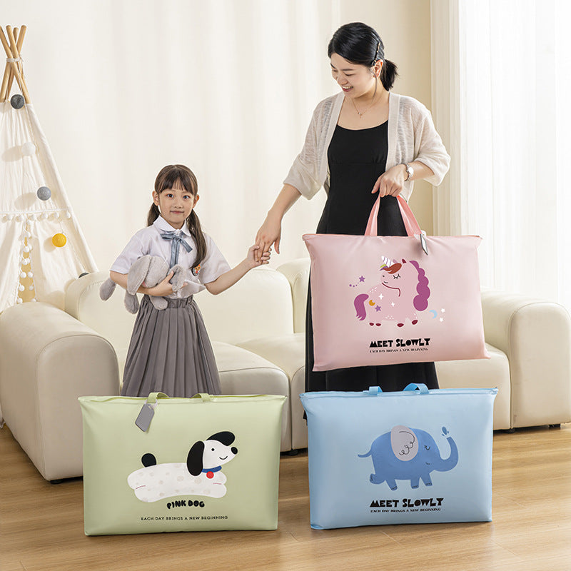 Cartoon cute portable large capacity moisture-proof quilt storage – Beige
