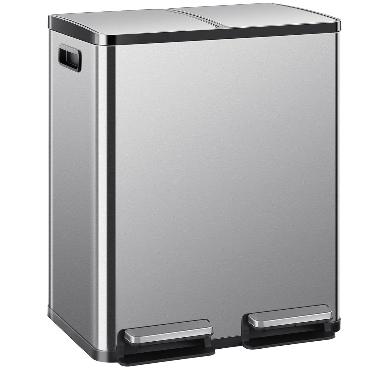 Dual-Compartment Stainless Steel Step Trash Can – 16 Gallon
