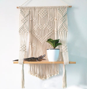 Macrame Plant Hanger with Shelf Rope Planter Pot Basket Hanger – alternate view