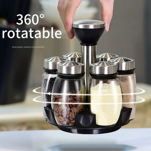 Rotating Glass Spice Jar Set – Set