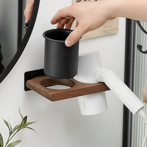 No-Drill Solid Wood Hair Tool Rack – Single cup