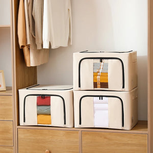 Foldable Fabric Storage Box with Metal Frame