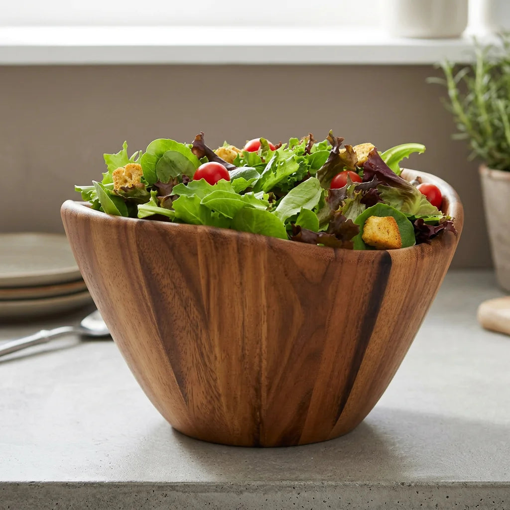 Handmade Acacia Wood Salad Serving Bowl